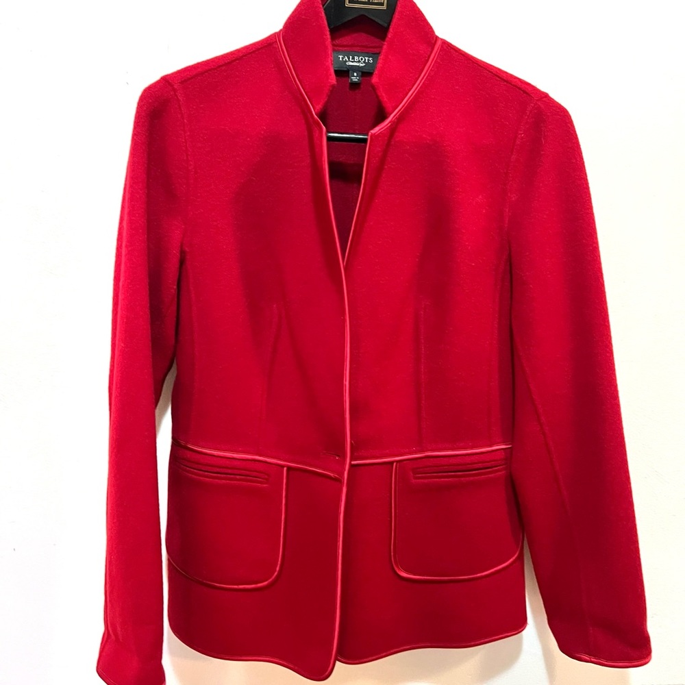 Talbots Red Wool Jacket Blazer Size 8 - image 5